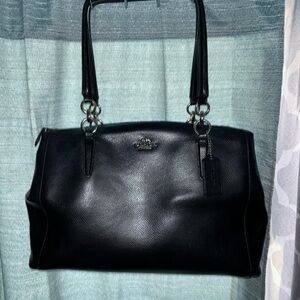 Dark blue Leather Coach Women's Bag